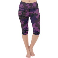 Camouflage Violet Lightweight Velour Cropped Yoga Leggings by snowwhitegirl