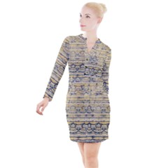 Blue Jean On Gold Seamless Nature Bigger By Flipstylez Designs Button Long Sleeve Dress by flipstylezfashionsLLC