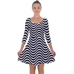 Wave Pattern Wavy Water Seamless Quarter Sleeve Skater Dress by Nexatart