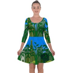 Environmental Protection Quarter Sleeve Skater Dress by Nexatart