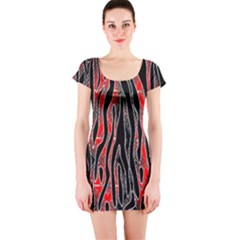 Blackandredswirldesignflipbigger Short Sleeve Bodycon Dress by flipstylezfashionsLLC