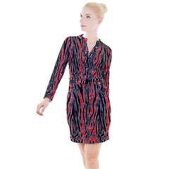 Blackandredswirldesignflipbigger Button Long Sleeve Dress by flipstylezfashionsLLC