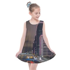 Hong Kong At Night Skyline Kids  Summer Dress by Nexatart