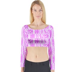 Bright Pink Colored Waikiki Surfboards  Long Sleeve Crop Top by PodArtist