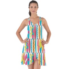 Rainbow Colored Waikiki Surfboards  Show Some Back Chiffon Dress by PodArtist