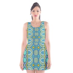 Green Blue Shapes                                       Scoop Neck Skater Dress by LalyLauraFLM