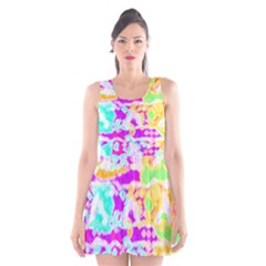 Pink Yellow Blue Green Texture                                            Scoop Neck Skater Dress by LalyLauraFLM