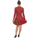 Red flowers on red print background by FlipStylez Designs Long Sleeve Panel Dress View2