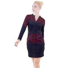 Red And Black Leather Red Lace By Flipstylez Designs Button Long Sleeve Dress by flipstylezfashionsLLC