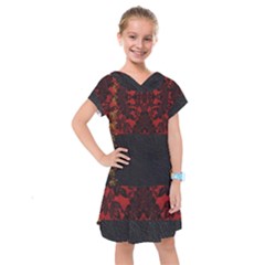 Red And Black Leather Red Lace Design By Flipstylez Designs Kids  Drop Waist Dress by flipstylezfashionsLLC