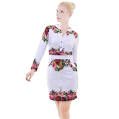 Flower 1770191 1920 Button Long Sleeve Dress by vintage2030