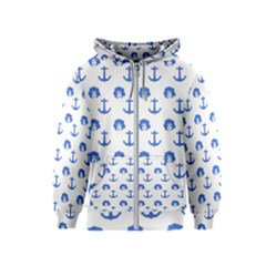 Vintage Face Anchor Blue Kids  Zipper Hoodie by snowwhitegirl