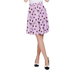 Pink Deer Pattern A-line Skirt by snowwhitegirl