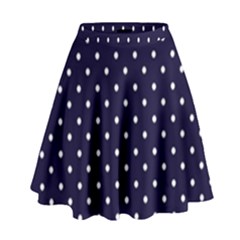 Little  Dots Navy Blue High Waist Skirt by snowwhitegirl