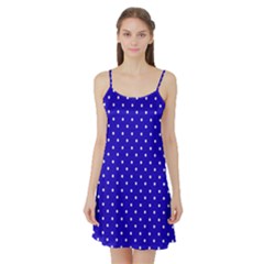 Little  Dots Royal Blue Satin Night Slip by snowwhitegirl