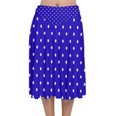 Little  Dots Royal Blue Velvet Flared Midi Skirt by snowwhitegirl