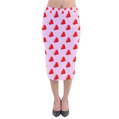 Kawai Hearts Velvet Midi Pencil Skirt by snowwhitegirl