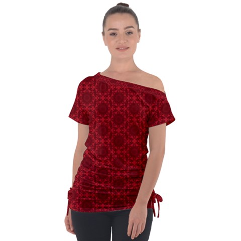 Victorian Paisley Red Tie-up Tee by snowwhitegirl