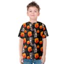 Girl With Roses And Anchors Black Kids  Cotton Tee View1