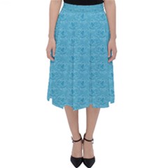 Retro Blue Pattern Classic Midi Skirt by snowwhitegirl