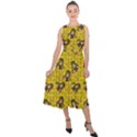 Girl With Popsicle Yellow Floral Midi Tie-Back Chiffon Dress View1