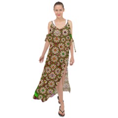 Flower Wreaths And Ornate Sweet Fauna Maxi Chiffon Cover Up Dress by pepitasart