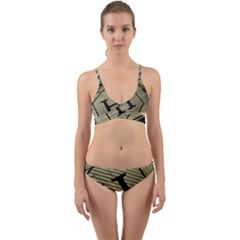 Fabric Pattern Textile Clothing Wrap Around Bikini Set by Sapixe