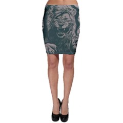 Angry Male Lion Pattern Graphics Kazakh Al Fabric Bodycon Skirt by Sapixe