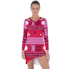 Red Cassette Asymmetric Cut-out Shift Dress by vintage2030