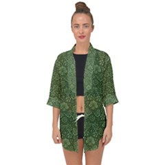 Damask Green Open Front Chiffon Kimono by vintage2030