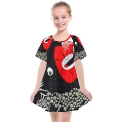 Red Poppy Flowers On Gray Background By Flipstylez Designs Kids  Smock Dress by flipstylezfashionsLLC