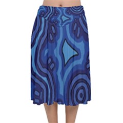 Aboriginal Art - Travel  Velvet Flared Midi Skirt by hogartharts