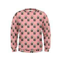 Panda With Bamboo Pink Kids  Sweatshirt by snowwhitegirl