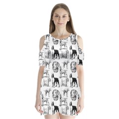 Dog Pattern White Shoulder Cutout Velvet One Piece by snowwhitegirl