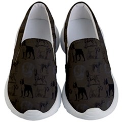 Dog Pattern Brown Kid s Lightweight Slip Ons by snowwhitegirl