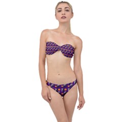 Halloween Skeleton Pumpkin Pattern Purple Classic Bandeau Bikini Set by snowwhitegirl