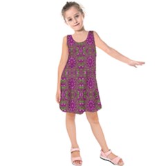 Modern Asian Ornate Pattern Kids  Sleeveless Dress by dflcprints