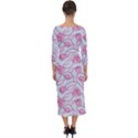 Pink Roses Pattern Quarter Sleeve Midi Bodycon Dress View2