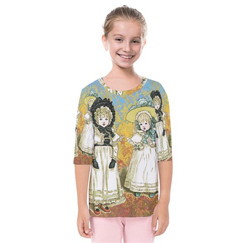 Little Victorian Girls Kids  Quarter Sleeve Raglan Tee by snowwhitegirl