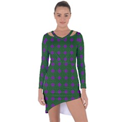 Mod Green Purple Circles Pattern Asymmetric Cut-out Shift Dress by BrightVibesDesign