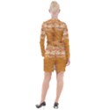 Golden sunrise pattern flowers By FlipStylez Designs Button Long Sleeve Dress View2