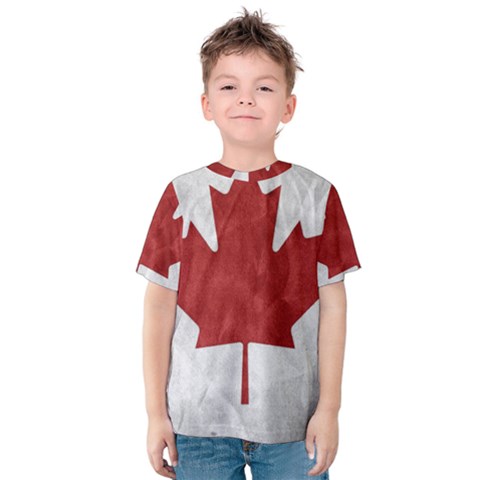 Canada Grunge Flag Kids  Cotton Tee by Valentinaart