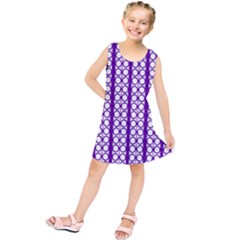 Circles Lines Purple White Modern Design Kids  Tunic Dress by BrightVibesDesign