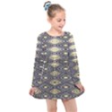 Gold triangles and black pattern By FlipStylez Designs Kids  Long Sleeve Dress View1