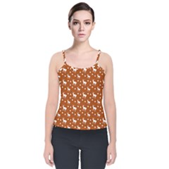 Deer Dots Orange Velvet Spaghetti Strap Top by snowwhitegirl