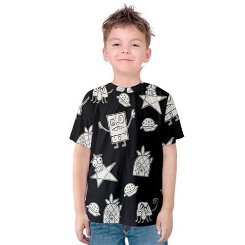 Doodle Bob Pattern Kids  Cotton Tee by Valentinaart