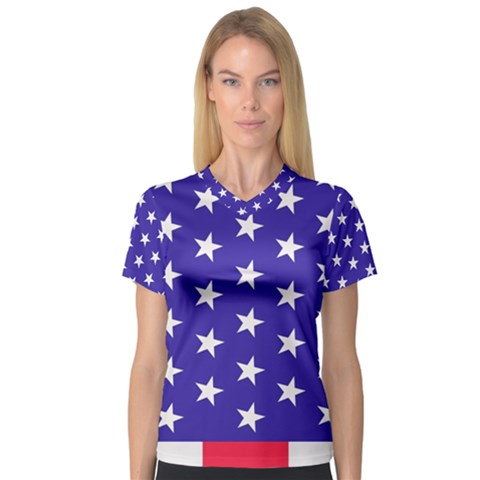 Day Independence July Background V-neck Sport Mesh Tee by Simbadda