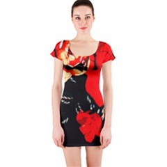 Bright Red Roses By Flipstylez Designs Short Sleeve Bodycon Dress by flipstylezfashionsLLC