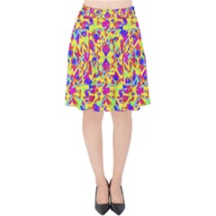 Multicolored Linear Pattern Design Velvet High Waist Skirt by dflcprints