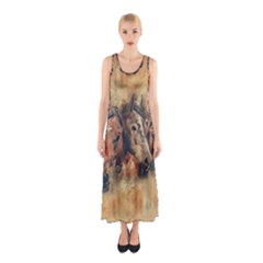 Head Horse Animal Vintage Sleeveless Maxi Dress by Simbadda